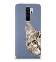 Xiaomi Redmi Note 8 Pro Uyumlu Lansman Kılıf Catface Tasarımlı İçi Kadife Kapak-Petrol Mavisi (Şeffaf)