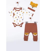 Little Fox Desenli 3'lü % 100 Pamuklu Erkek Takım