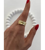 Özel Seri Desenli Soyut Tasarım Ayarlanabilir Gold Yüzük