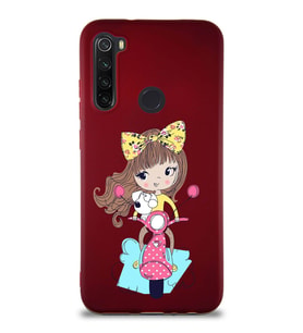 Xiaomi Redmi Note 8 Soft Premier Kapak Vespagirl Tasarımlı Silikon Kılıf - Mürdüm (Şeffaf)