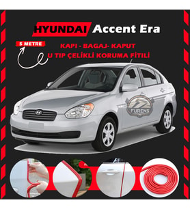 Hyundai Accent Era Oto Araç Kapı Koruma Fitili 5metre Parlak Kırmızı Renk