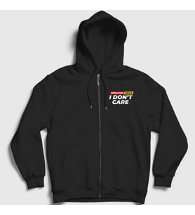 Presmono Unisex Siyah Breaking News I Don't Care Fermuarlı Kapüşonlu Sweatshirt 520517tt