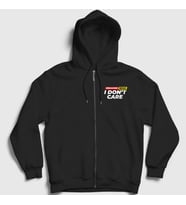 Presmono Unisex Siyah Breaking News I Don't Care Fermuarlı Kapüşonlu Sweatshirt 520517tt