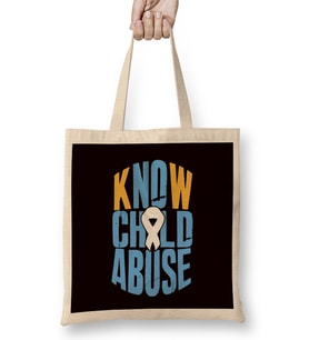 No Child Abuse Prevention Awareness Month April Blue Ribbon Bez Çanta Uzun Saplı
