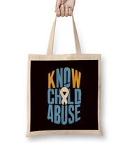 No Child Abuse Prevention Awareness Month April Blue Ribbon Bez Çanta Uzun Saplı