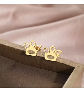 Kişiye Özel 925 Ayar Gümüş Taç Küpe (Gold)