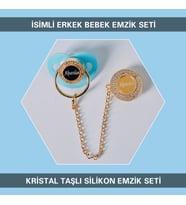 Sahi Aksesuar İsimli Zirkon Taşlı Silikon Bebek Emzik Seti(0-6 Ay Damaklı Mavi) TYBEZYI156M