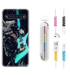 TCL 10L 10 Plus 10SE 20E 20SE 30SE L7 Kılıf Kablo Koruma Spiral Silikon Dog Guitar 1789