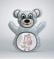 BK Gift Unicorn Tasarımlı Mavi Ayıcık Yastık-1