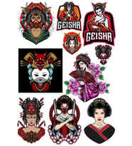 Geisha Sticker Set-2 10 Parça Telefon, Tablet, Defter, Laptop Sticker