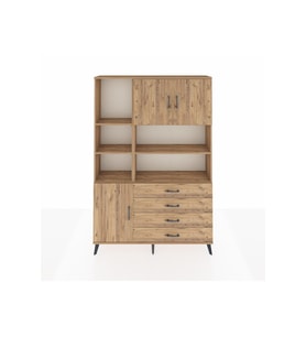 Arges Gardrop 8 Raflı 4 Çekmeceli 3 Kapaklı 132x30x195 Çam-Çam