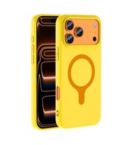 iPhone 18 Pro Max Kılıf M-Safe Şarj Özellikli Aris Silikon Kılıf Sarı