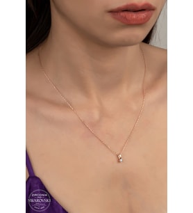 SWAROVSKİ CRYSTAL TEK TAŞ  925 AYAR GÜMÜŞ KOLYE