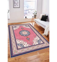 Pembe Klasik Göbekli Kaymaz Tabanlı Dekoratif Halı AR475 - 100 x 160 cm