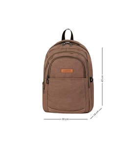 GALB Leather Kahverengi Kanvas Kumas Ortopedik Yumusak Sirt Destekli Laptop Bolmeli Gunluk Okul ve