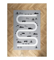 MEKTA HOME BEBEK VE ÇOCUK ODASI  Araba Yol ve Hayvan Figür Desenli Halı