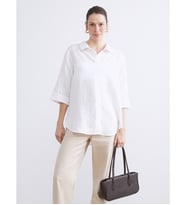 LCWAIKIKI Classic Beyaz Gömlek Yaka Çizgili Oversize Bluz