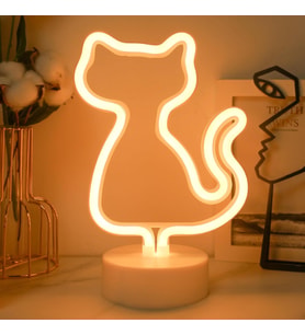 Neon Işıklı Kedi Tasarımlı Lamba