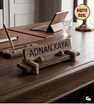 GOLDENWOODEN KİŞİYE ÖZEL OFİS BÜRO MASA ÜSTÜ İSİMLİK DOĞAL AHŞAP ÜRETİM (CEVİZ AĞACI)