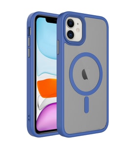 Apple iPhone 11 Kılıf Mat Arka Yüzey Zore Flet Magsafe Kılıf (Mavi)