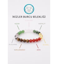 İkizler Burcu Taşlarından Oluşan Doğal Taş Bileklik 8 mm Küre Kesim - Burç Bilekliği