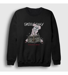 Presmono Unisex Siyah Rabbit Green Day Sweatshirt 410641tt