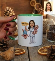 Kişiye Özel Karikatürlü Ebe Kupa Bardak Tıp Bayramı Hediyesi