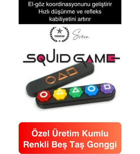 Squid Game 5 Taş Oyunu Seti Kutulu Renkli Geleneksel Kore Gonggi Koordinasyon Aile Parti Aktivite