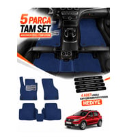 e-biz DACİA SANDERO STEPWAY (2012-2020) Uyumlu EVA Oto Paspas Metal Topukluklu Havuzlu Lacivert