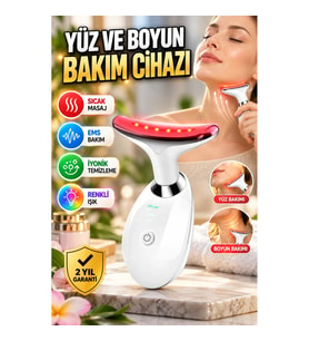 3 Modlu Yüz ve Boyun Bakım Cihazı – EMS, İyonik Temizleme, Sıcak Masaj ve Renkli Işık