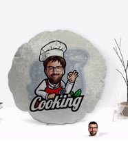 BK Gift Kişiye Özel Erkek Chef Karikatürlü Yuvarlak Dekoratif Kırlent Yastık-14