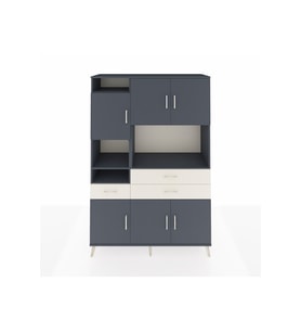 Hyperion Dolap 9 Raflı 3 Çekmeceli 6 Kapaklı 132x44x195 Antrasit-Antrasit/Aytaşı