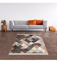 Geometrik Desenli Renk Geçişli Dijital Baskı Yıkanabilir Kaymaz Taban Modern Salon Halısı ve Yolluk (Bej)