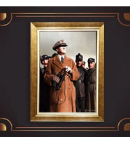 Altın Varaklı Çerçeveli Paspartulu Atatürk Tablo nl02A282 (Gold)