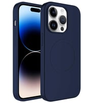 Apple iPhone 12 Pro Kılıf Magsafe Wireless Şarj Özellikli Pastel Renk Silikon Mat Kapak (Lacivert)