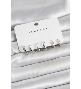 Gümüş Renk Pirinç 3 Çift Kadın Küpe Seti 5886 - 1OL4908-1177