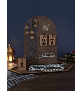 Ahşap Standlı Ramazan Takvimi (Koyu Ceviz)
