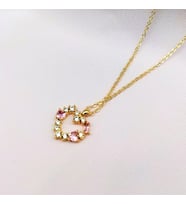 Pembe Zirkon Taşlı Kalp Temalı Kolye