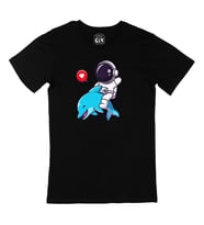 Astronot ve Balina  Siyah Tişört