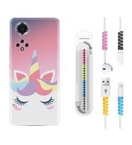 Huawei Nova Y70 Y90 Nova 9 SE  Kılıf Kablo Koruma Spiral Silikon Sweety Unicorn 1737