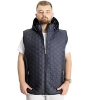 Mode XL Büyük Beden Erkek Yelek Kapüşonlu Kapitone 23710 Açık Lacivert