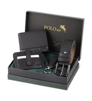 Polo Air Kemer Cüzdan Kartlık Anahtarlık Hediyelik Kutusunda HM-11 (Siyah)