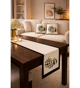 Tarzını Seç Balkabagı Desenli Salon Dekoru 2 Adet Kırlent Kılıfı (40x38) 1 Adet Runner (40x140) Set