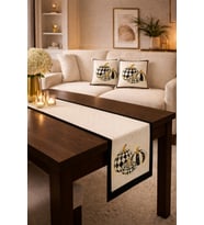 Tarzını Seç Balkabagı Desenli Salon Dekoru 2 Adet Kırlent Kılıfı (40x38) 1 Adet Runner (40x140) Set