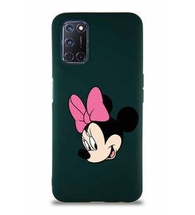 Oppo A52 Soft Premier Kapak Minnie Mouse-B Tasarımlı Silikon Kılıf - Yeşil (Şeffaf)