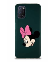 Oppo A52 Soft Premier Kapak Minnie Mouse-B Tasarımlı Silikon Kılıf - Yeşil (Şeffaf)