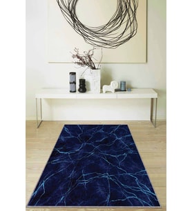 Lacivert Mermer Görünümlü Kaymaz Taban Dekoratif Halı RV128 - 100 x 160 cm