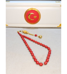 KATALİN TESBİH HARELİ KIRMIZI USTA YAPIMI