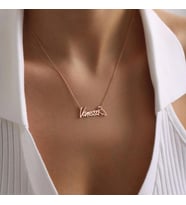 Kişiye Özel 925 Ayar Gümüş Tasarım Doğum Ayı Kuş Figürlü İsim Kolye (Rose)