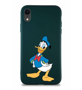 Apple iPhone XR Soft Premier Kapak Donald Duck-C Tasarımlı Silikon Kılıf - Yeşil (Şeffaf)